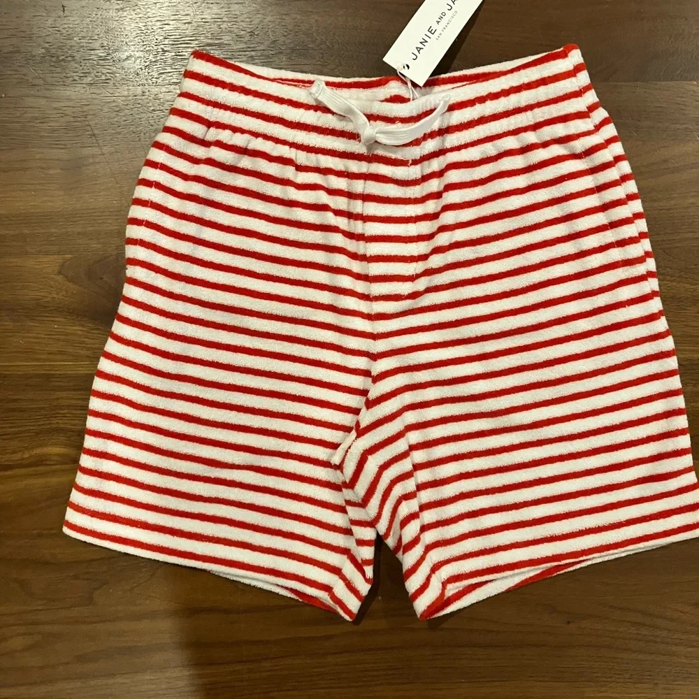 Janie and Jack Red and White Striped Shorts